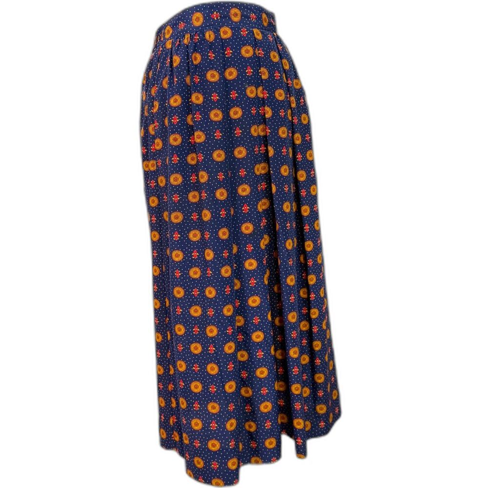 Vintage | Pierre Cardin | Navy Blue Patterned Skirt | Sz 4